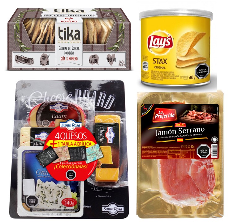 Tabla 4 Quesos, Jam�n Serrano, Galletas Crackers Artesanales y Papas Fritas En Tarro