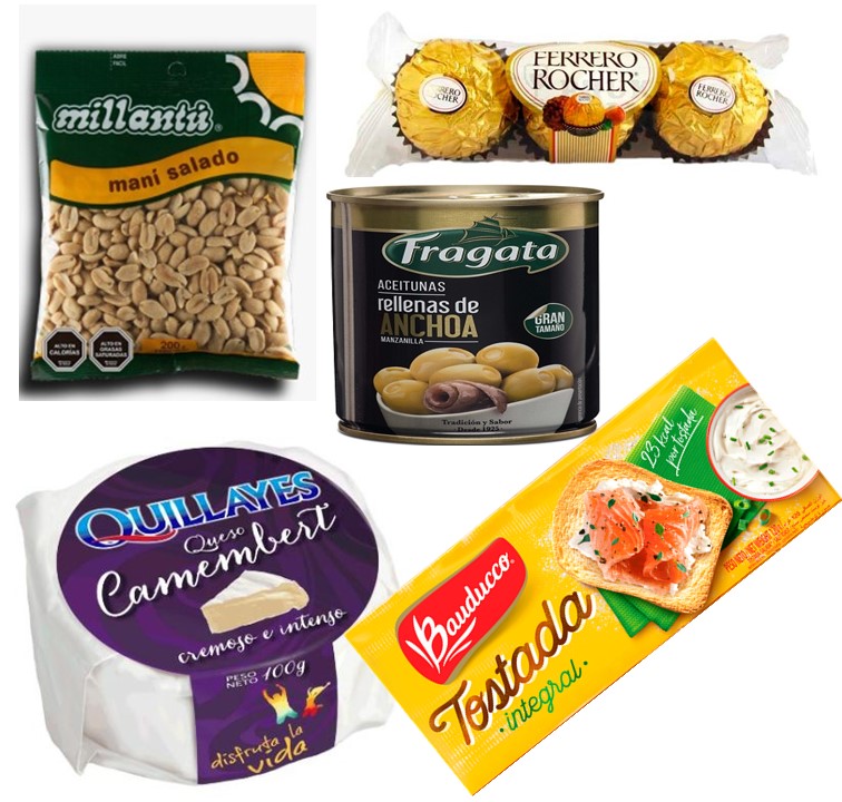 Queso Camembert, Aceitunas, Man�,Tostadas y Bombones