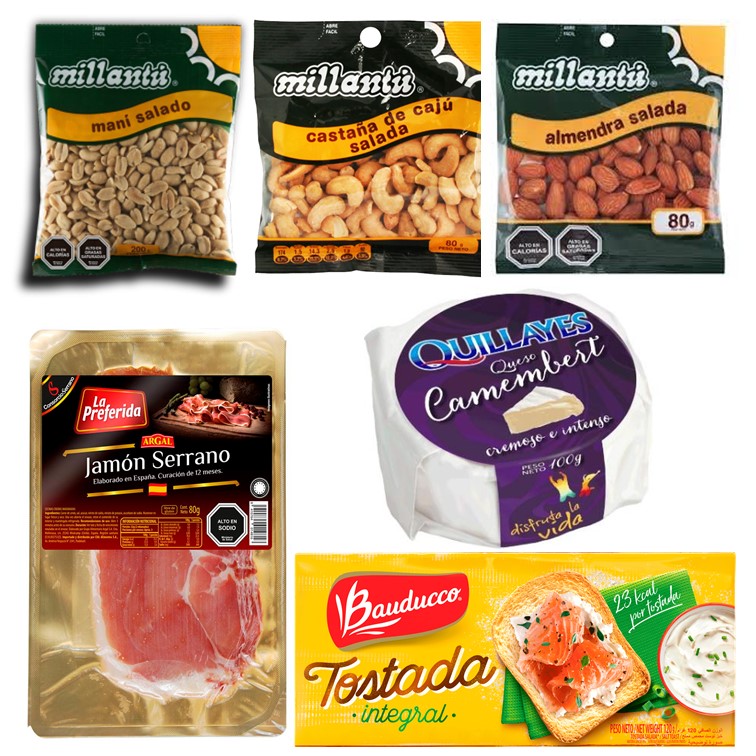 Jam�n Serrano, Queso Camembert, Tostadas y Frutos Secos