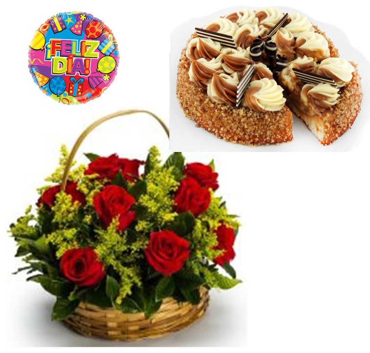 Canasta de 12 rosas, Tartaleta del D�a y Globito