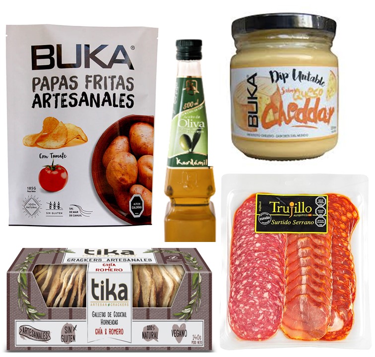 Surtido Serrano, Galletas Crackers, Papas Artesanales, Salsa y Aceite