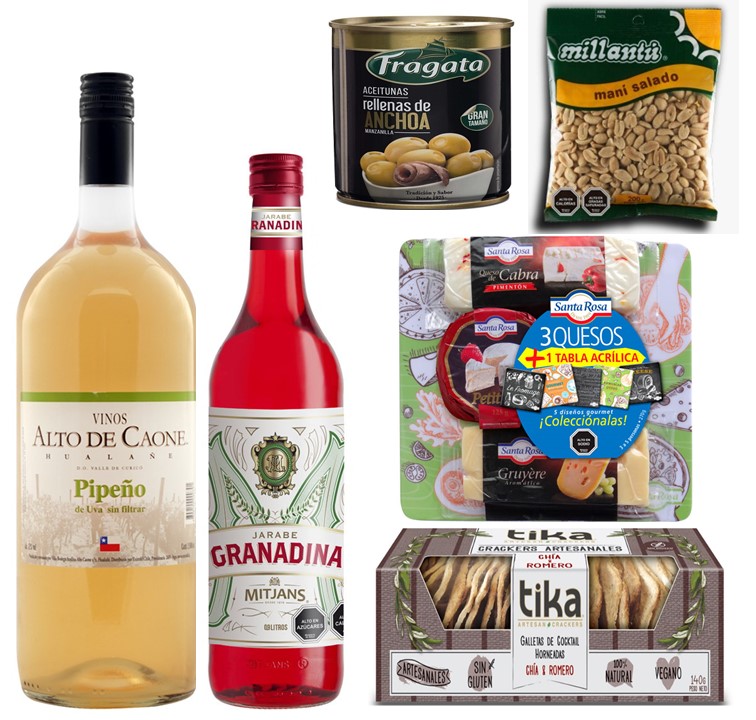 Vino Pipe�o, Jarabe De Granadina, Tabla 3 Quesos, Galletas Crackers, Man� Y Aceitunas