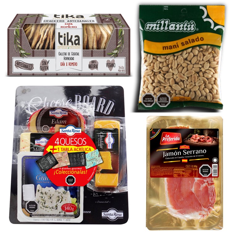 Tabla 4 Quesos, Jam�n Serrano, Galletas Crackers Artesanales y Man�