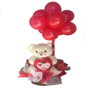 Peluche 45cm y 12 Globos de Latex