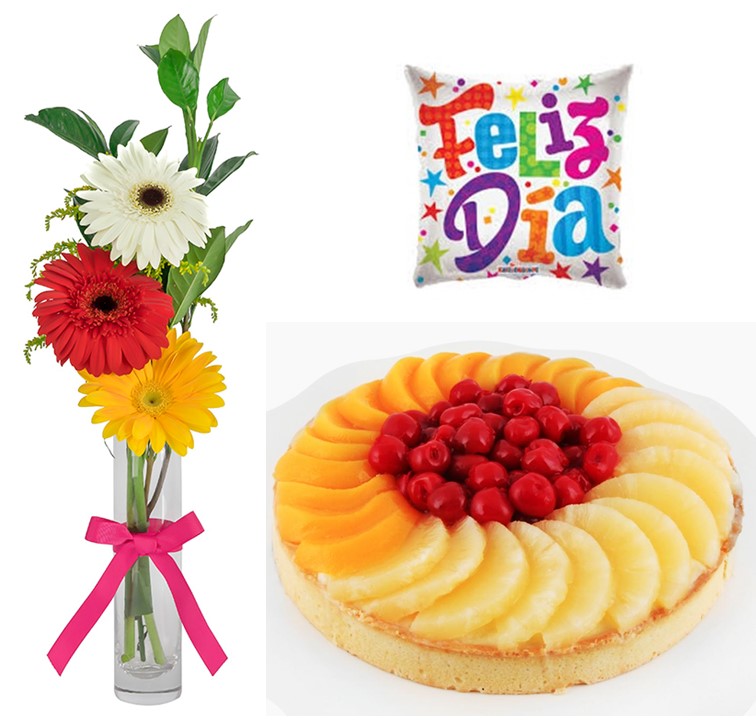 Florero de 3 Gerberas, Tartaleta del D�a y Globito