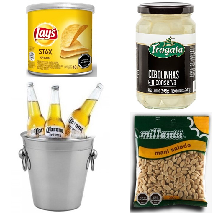 Hielera con 3 Cervezas,Papas en Tarro, Man� y Cebollitas