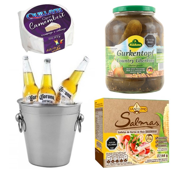 Hielera con 3 Cervezas, Papas, Man� y Aceituna
