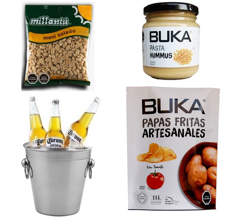 Hielera con 3 Cervezas, Papas, Man� y Salsa