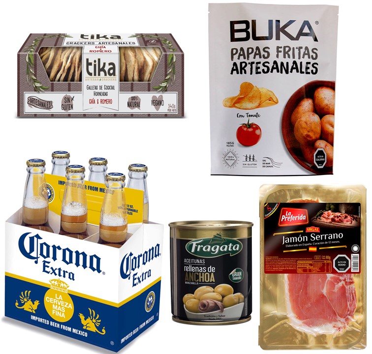 Cerveza Corona, Jam�n Serrano, Aceitunas, Galletas Artesanales y Papas Artesanales